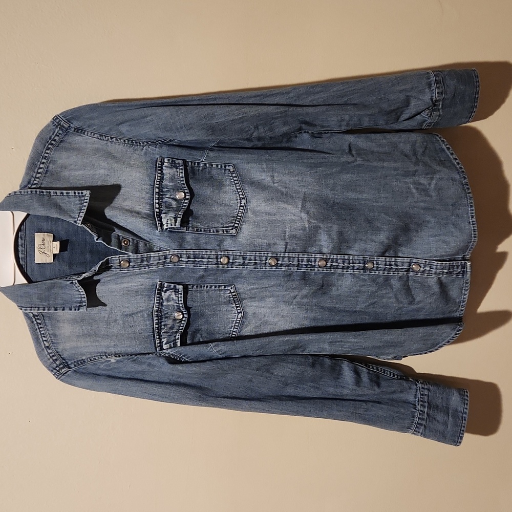 ❤️ J CREW CHAMBRAY WESTERN SHIRT / TOP WITH SNAP SHELL BUTTONS, 6 - Picture 3 of 11